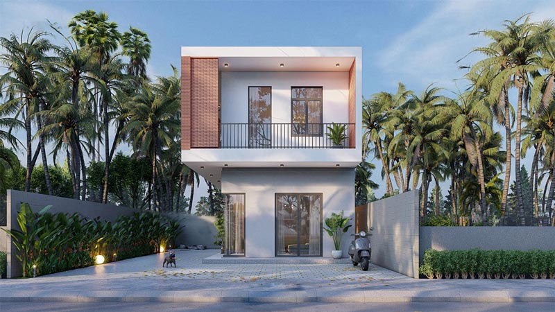 Mẫu nhà 2 tầng 70m2 mái bằng