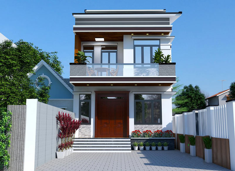 Mẫu nhà 2 tầng 70m2 kết hợp không gian xanh