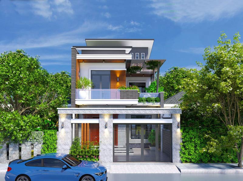 Mẫu nhà phố 2 tầng 7x14 hiện đại