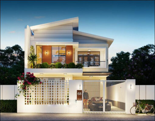 TOP 15+ mẫu nhà phố mặt tiền 8m 2 tầng đẹp hiện đại 2024 3 Mẫu nhà phố 2 tầng 7x14 mái lệch