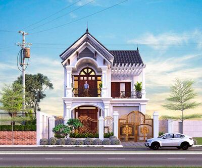 Mẫu nhà phố 2 tầng 7x14 mái thái