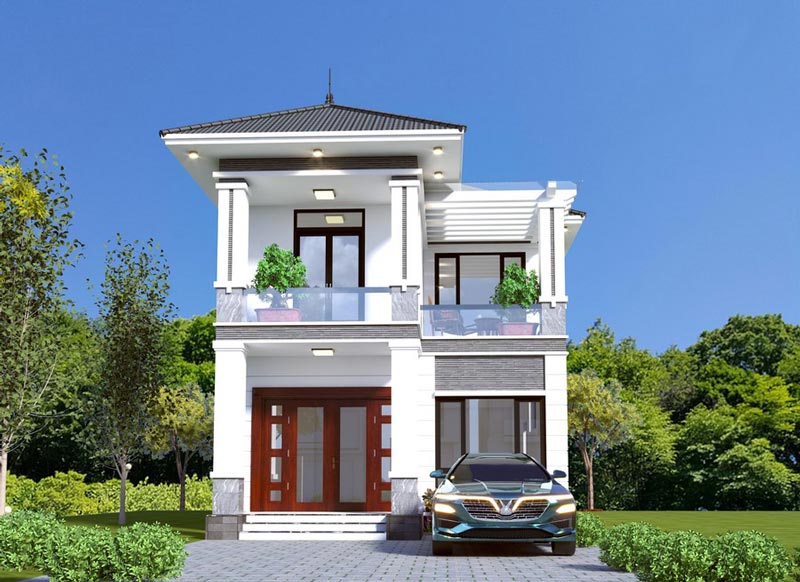 Mẫu nhà phố 2 tầng 7x14 có sân vườn