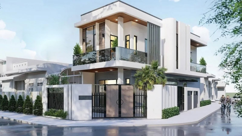 Mẫu nhà phố 2 tầng 8x10m 2 mặt tiền