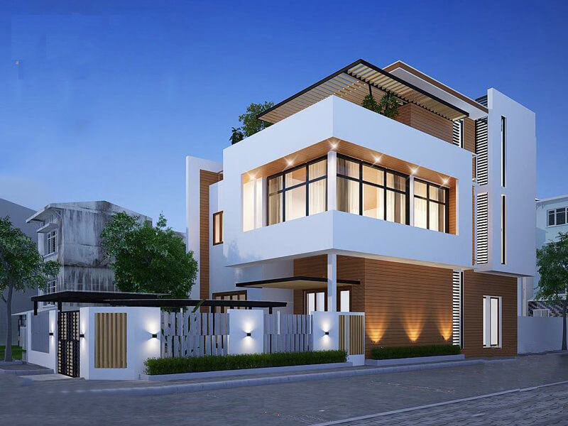 Mẫu nhà phố 2 tầng 8x10m 2 mặt tiền