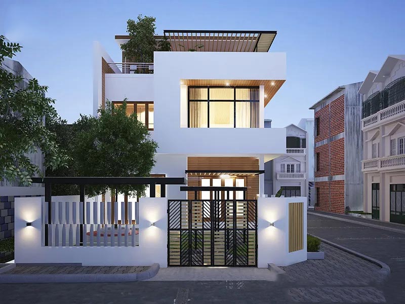 Mẫu nhà phố 2 tầng 8x10m 2 mặt tiền