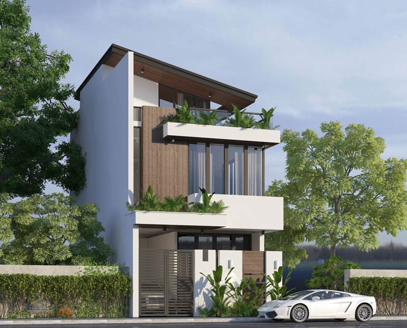 Mẫu nhà phố 2 tầng 8x10m 3 phòng ngủ