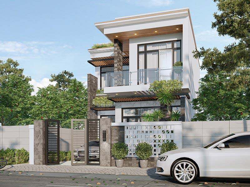 Mẫu nhà phố 2 tầng 8x10m 3 phòng ngủ