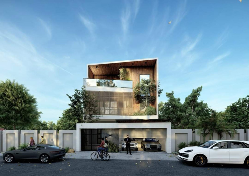 Mẫu nhà phố 2 tầng 8x10m phong cách hiện đại