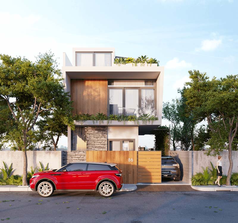 Mẫu nhà phố 2 tầng 8x10m phong cách hiện đại