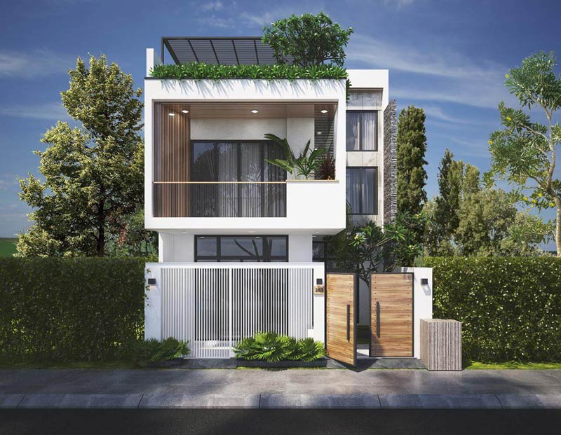 Mẫu nhà phố 2 tầng 8x10m phong cách hiện đại