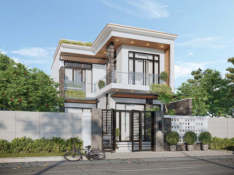 Mẫu nhà phố 2 tầng 8x10m phong cách hiện đại