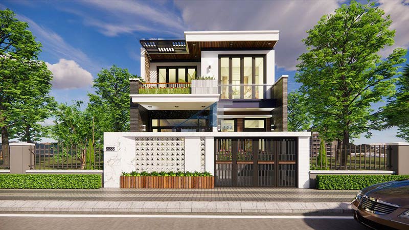 Mẫu nhà phố 2 tầng 8x10m phong cách hiện đại
