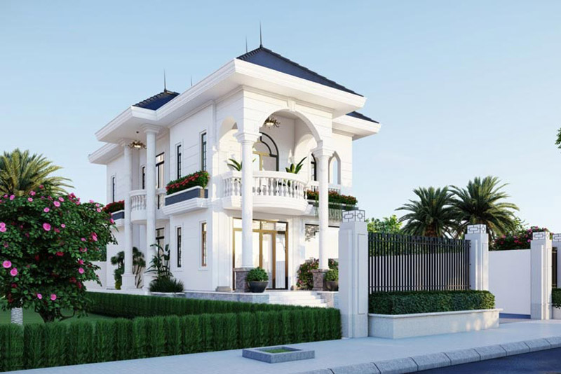 Mẫu nhà phố 2 tầng 8x10m phong cách tân cổ điển