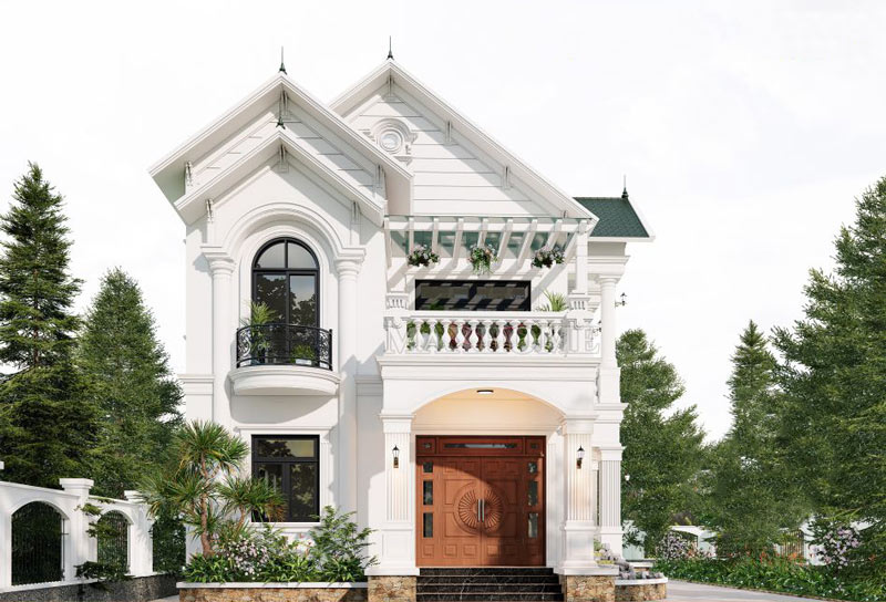 Mẫu nhà phố 2 tầng 8x10m phong cách tân cổ điển