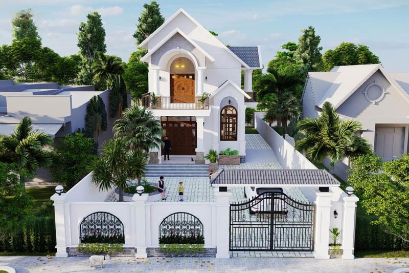 Mẫu nhà phố 2 tầng 8x10m phong cách tân cổ điển