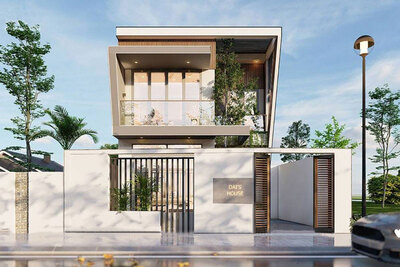 Mẫu nhà phố 2 tầng 8x15 mái bằng