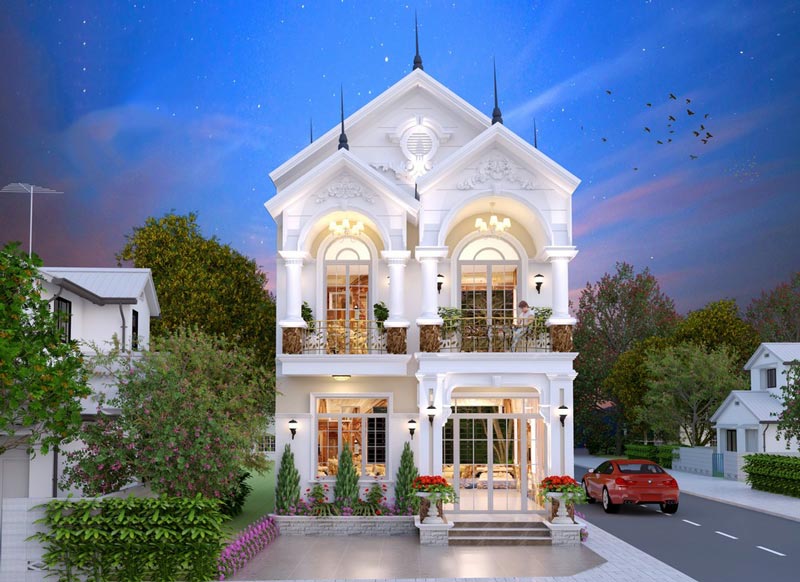 Mẫu nhà phố 2 tầng 8x15 tân cổ điển