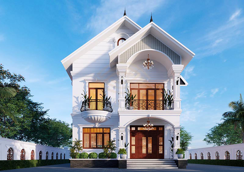 Mẫu nhà phố 2 tầng 8x15 tân cổ điển