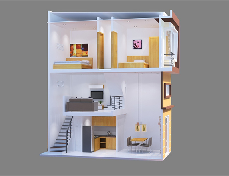 Nhà phố 2 tầng có gác lửng