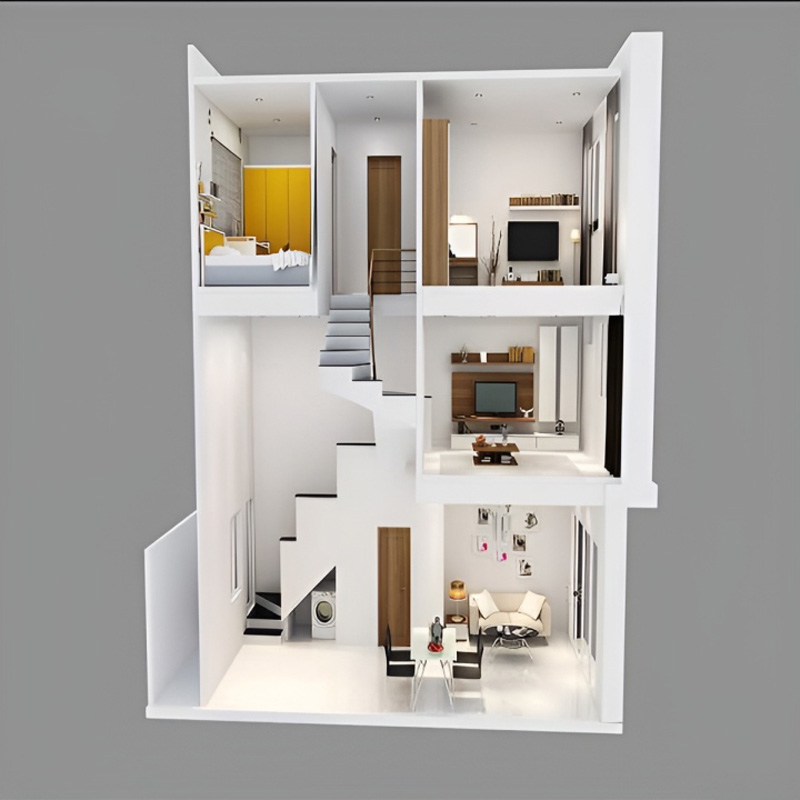 Nhà phố 2 tầng có gác lửng