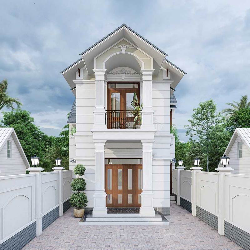 Mẫu nhà phố 2 tầng 5x20m mái thái có sân vườn