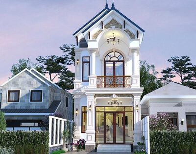 Mẫu nhà phố 2 tầng 5x20m mái thái có sân vườn