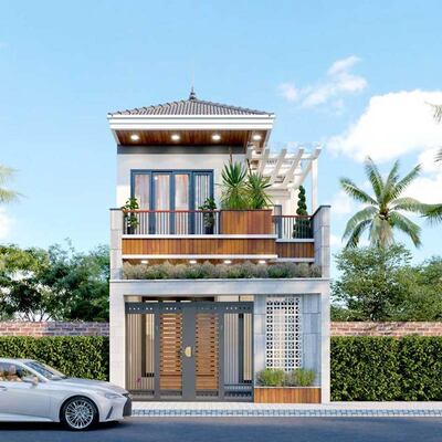 Mẫu nhà phố 2 tầng mái thái 5x20m hiện đại