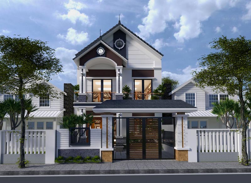 Mẫu nhà phố 2 tầng mái thái 5x20m hiện đại