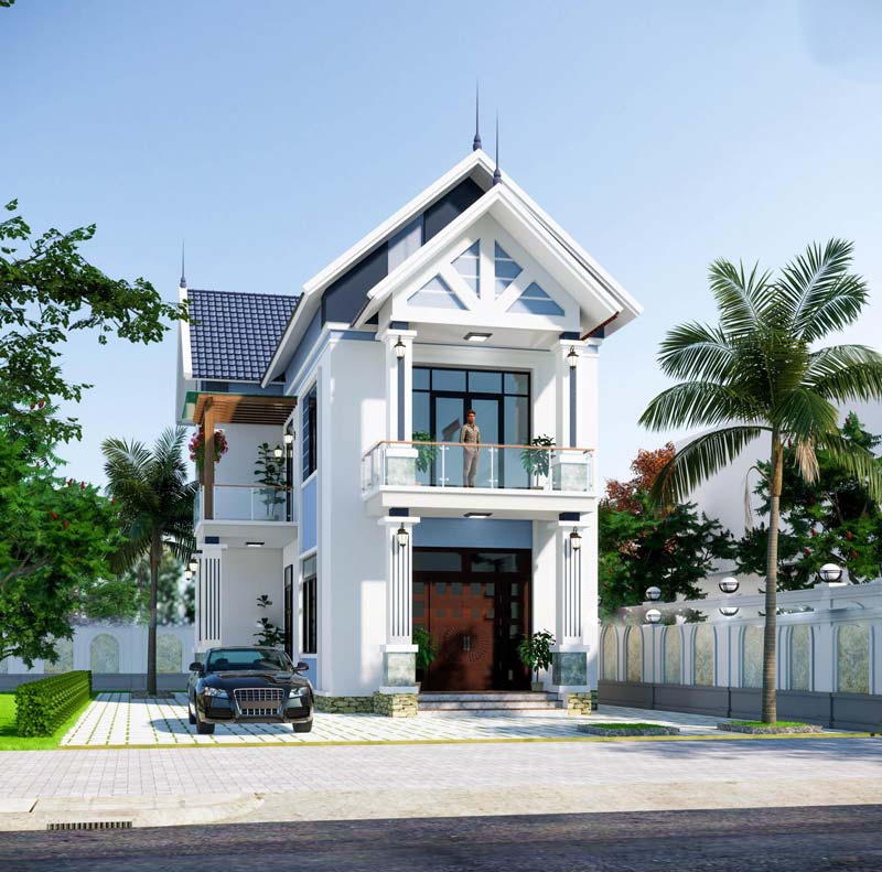 Mẫu nhà phố 2 tầng mái thái 5x20m hiện đại