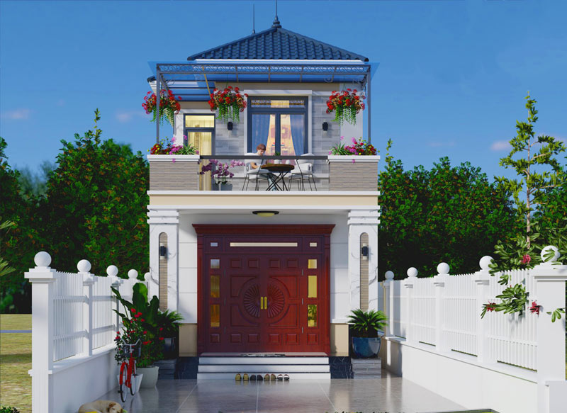 Mẫu nhà phố 2 tầng mái thái 5x20m hiện đại