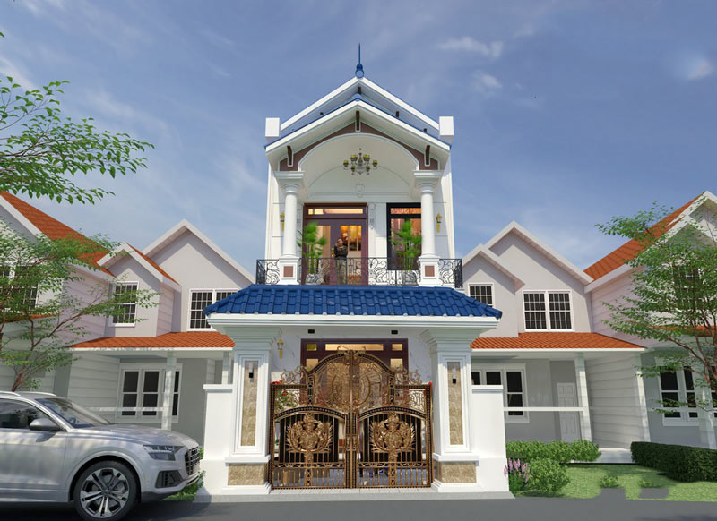Mẫu nhà 2 tầng 5x20m mái thái tân cổ điển