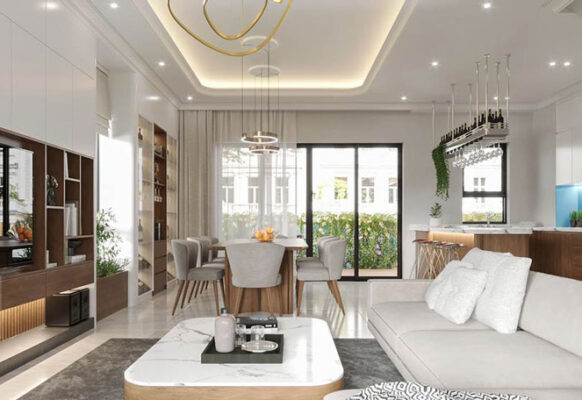 Nội thất phòng khách nhà 1 trệt 1 lầu 3 phòng ngủ