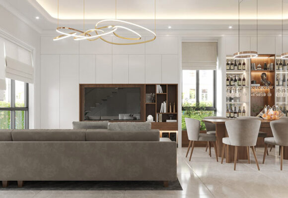 Nội thất phòng khách nhà 1 trệt 1 lầu 3 phòng ngủ