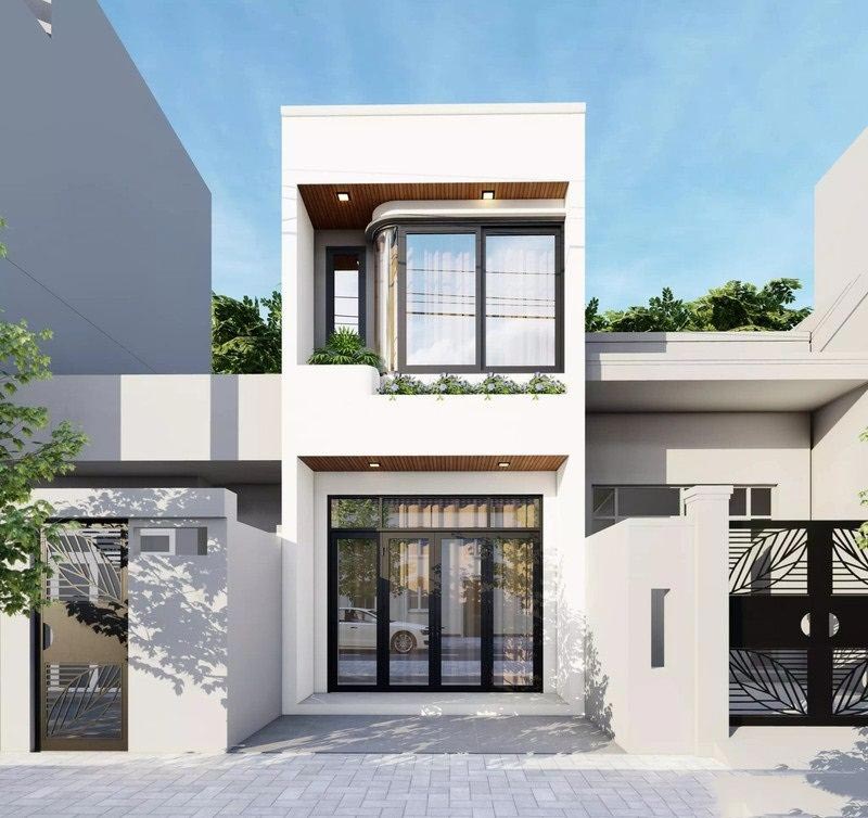 Phối cảnh mặt tiền nhà phố 5m 2 tầng kết hợp kinh doanh