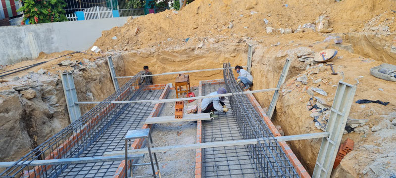 Thi công nhà phố phần móng