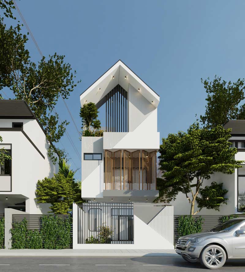 Thiết kế nhà mái ngói 3 tầng độc đáo