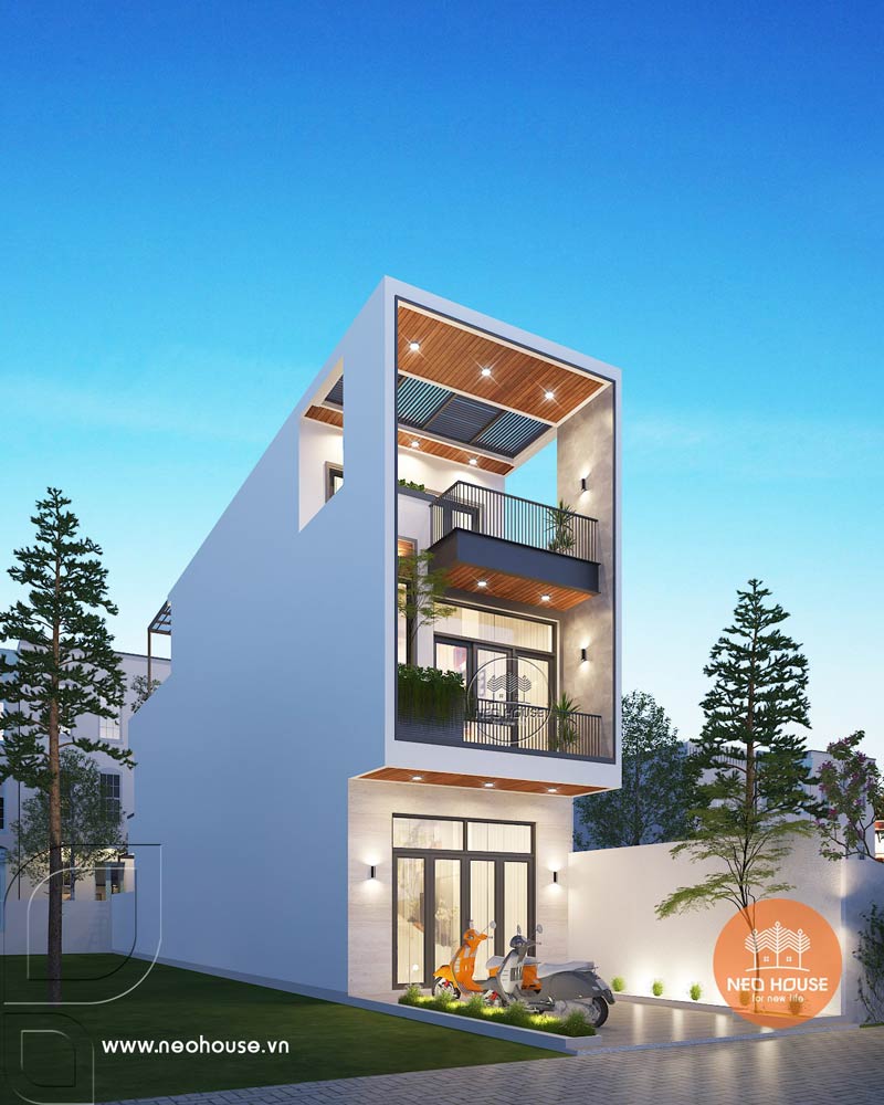 Bản vẽ phối cảnh 3D nhà phố 2 tầng 4x20m