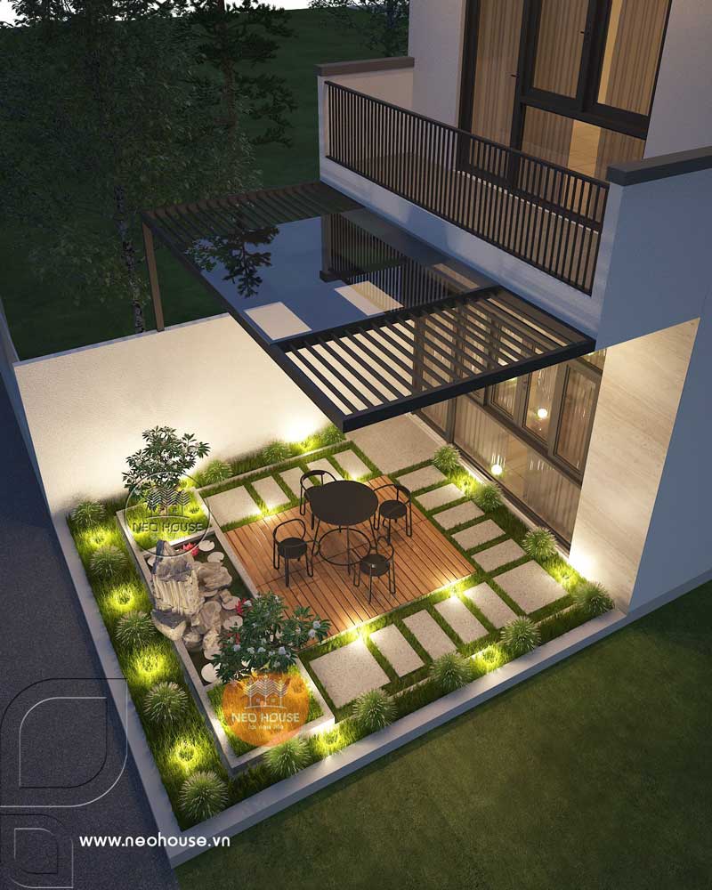 Sân sau nhà phố 2 tầng 4x20m