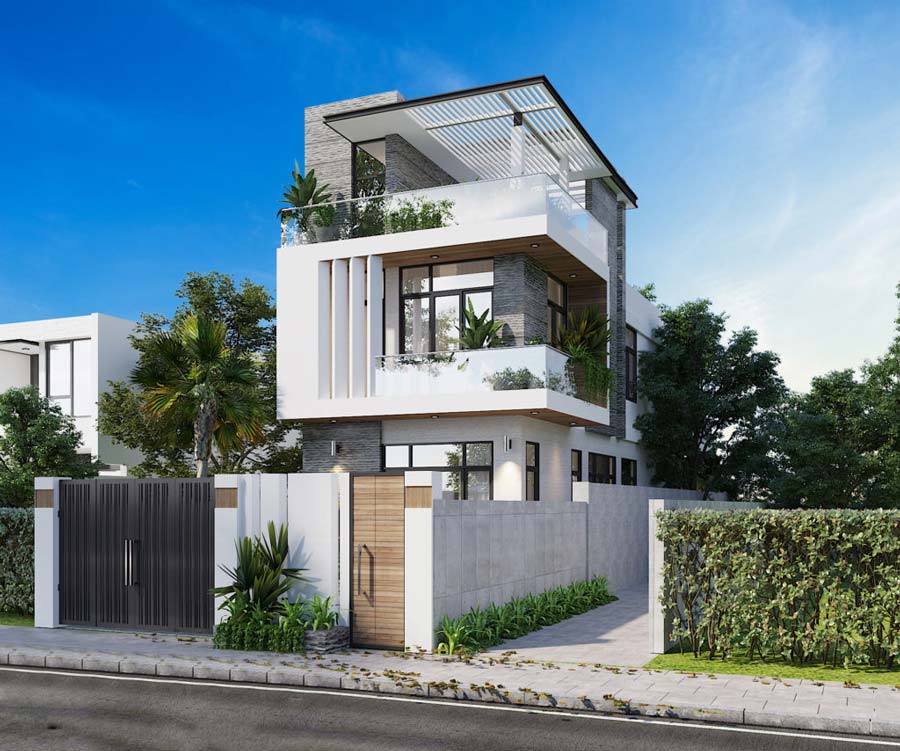 Bản vẽ nhà phố mặt tiền 7m hiện đại để đầu tư