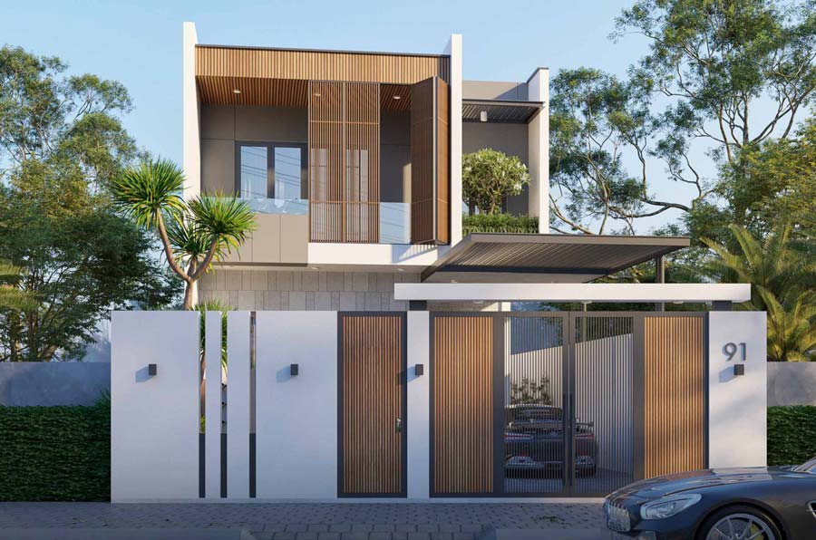 Mẫu nhà phố mặt tiền 7m phong cách hiện đại