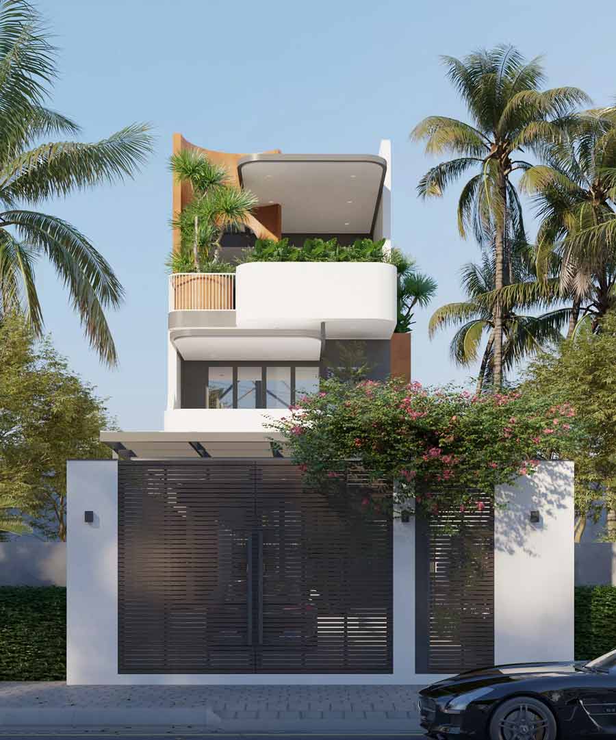 Mẫu nhà phố mặt tiền 7m phong cách hiện đại