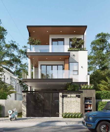 Mẫu nhà phố mặt tiền 7m phong cách hiện đại