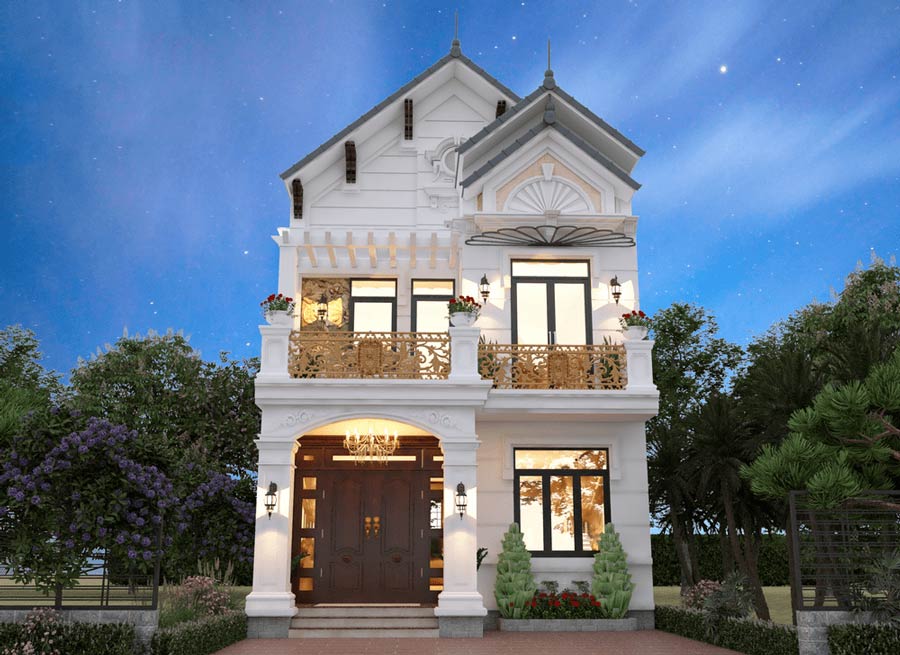 Mẫu nhà phố mặt tiền 7m hiện đại mái thái