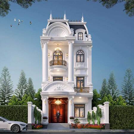 Mẫu nhà phố mặt tiền 7m phong cách tân cổ điển