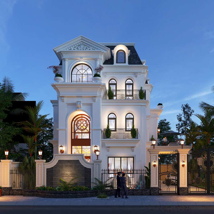 Mẫu nhà phố mặt tiền 7m phong cách tân cổ điển