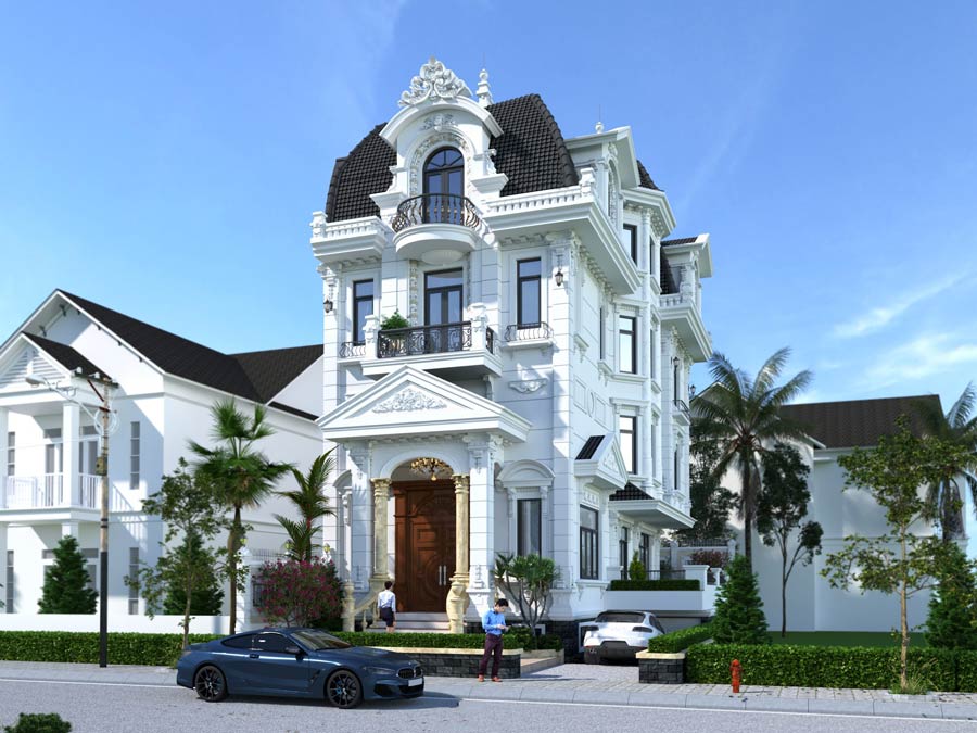 Mẫu nhà phố mặt tiền 7m phong cách tân cổ điển