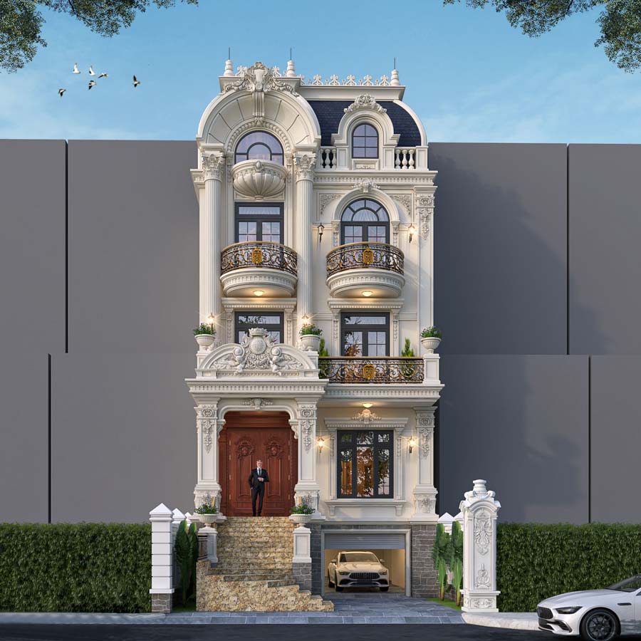 Mẫu nhà phố mặt tiền 7m phong cách tân cổ điển