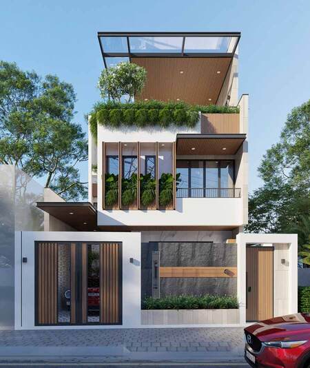 Mẫu nhà phố mặt tiền 7m phong cách tối giản