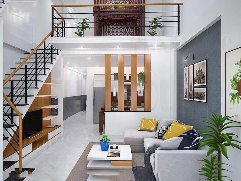 Thiết kế nội thất nhà phố 2 tầng có gác lửng