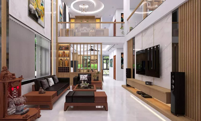 Thiết kế nội thất nhà phố 2 tầng có gác lửng